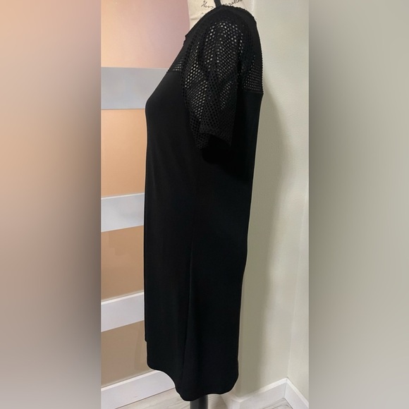 💎 MICHAEL Michael Kors black shift dress short sleeve midi SZ Small - Picture 2 of 6